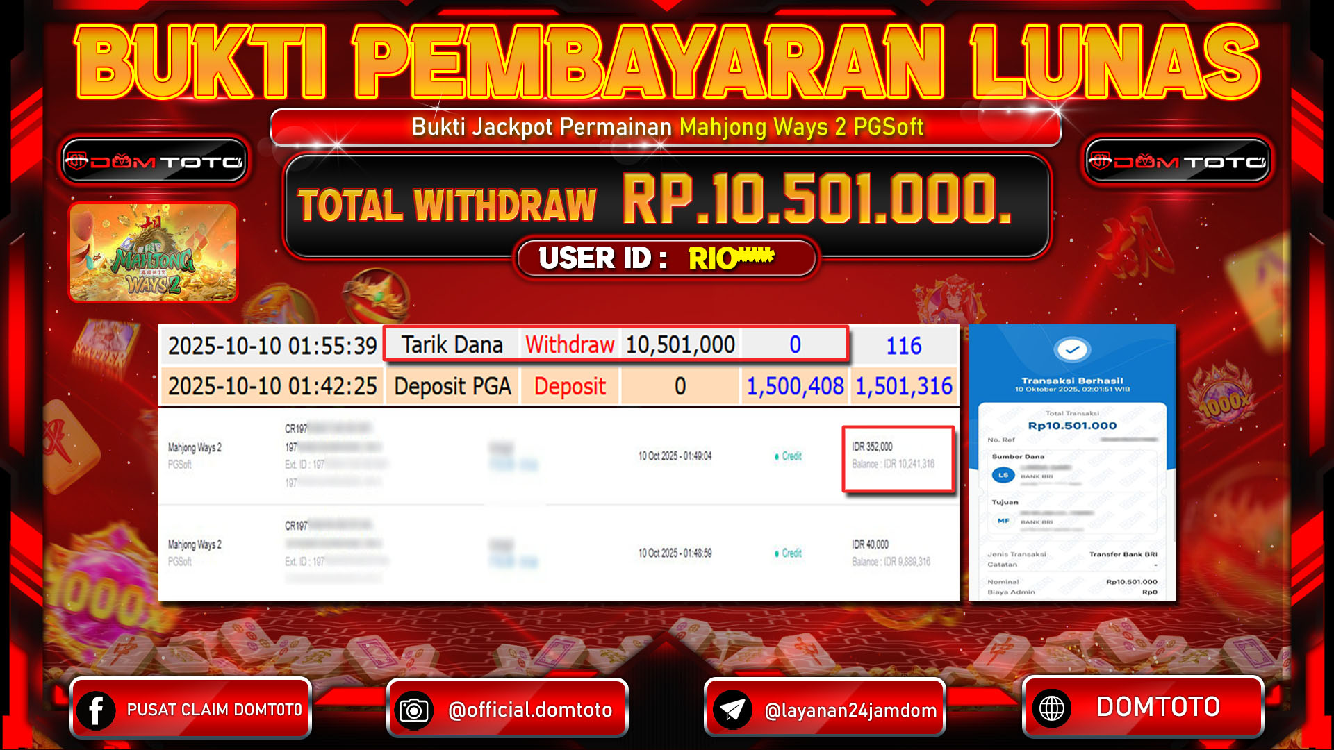 JACKPOT Mahjong Ways 2 PGSoft 10 OKTOBER 2025